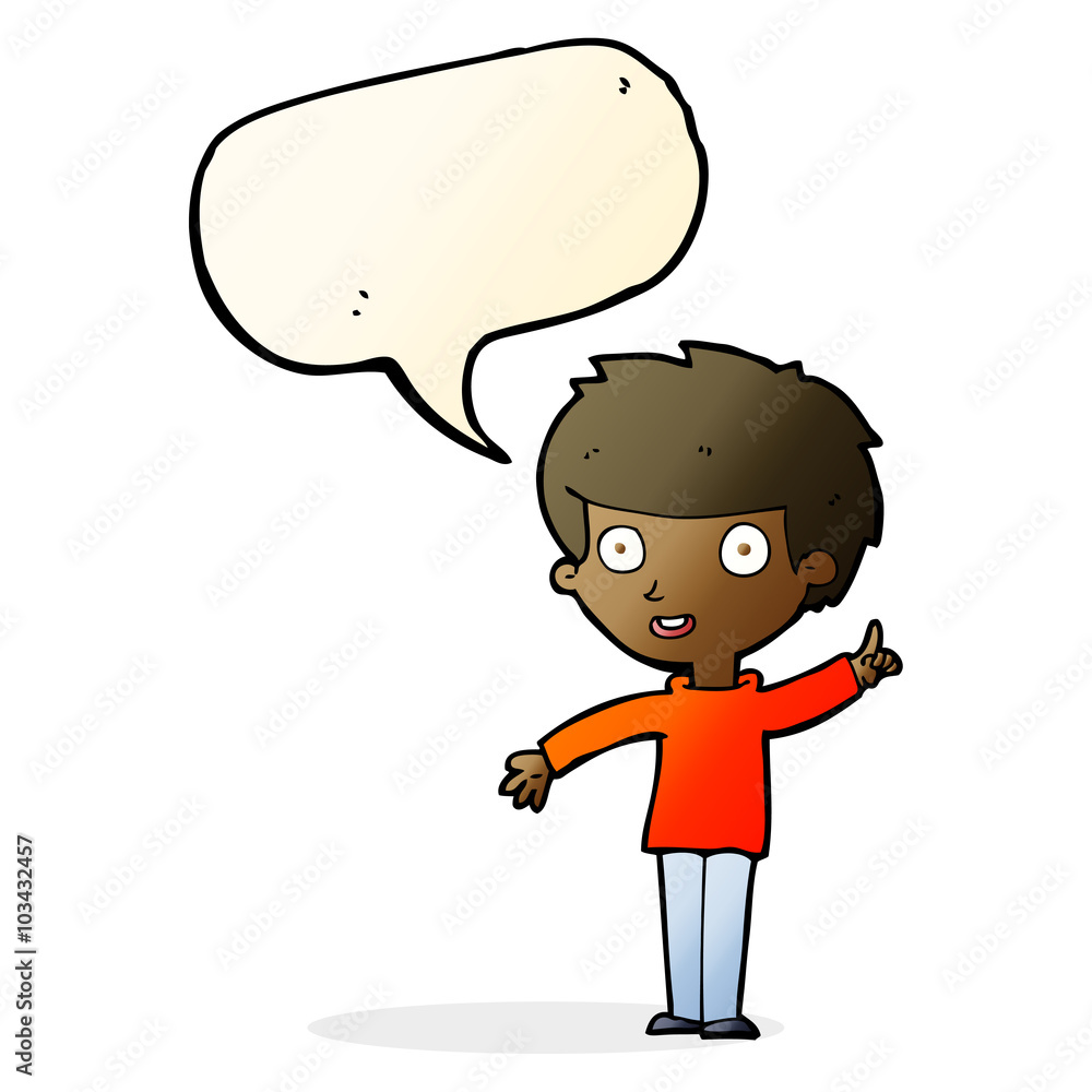 cartoon boy with idea with speech bubble cartoon boy with idea with speech bubble