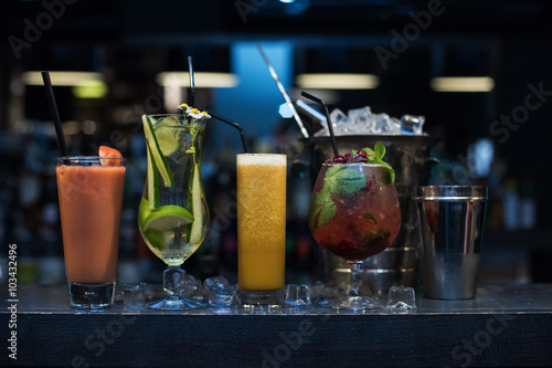 cocktails on bar background