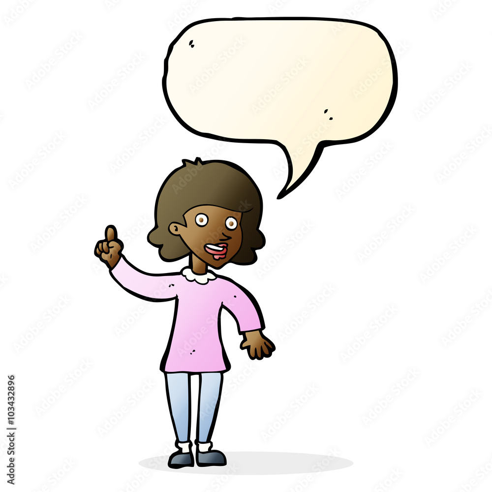 cartoon woman with idea with speech bubble cartoon woman with idea with speech bubble