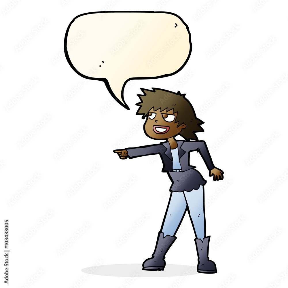 cartoon woman pointing with speech bubble cartoon woman pointing with speech bubble
