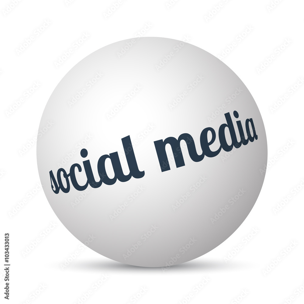 Social Media text 3d sphere ball
