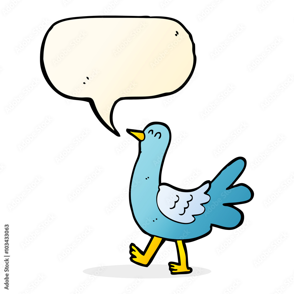 cartoon walking bird with speech bubble cartoon walking bird with speech bubble