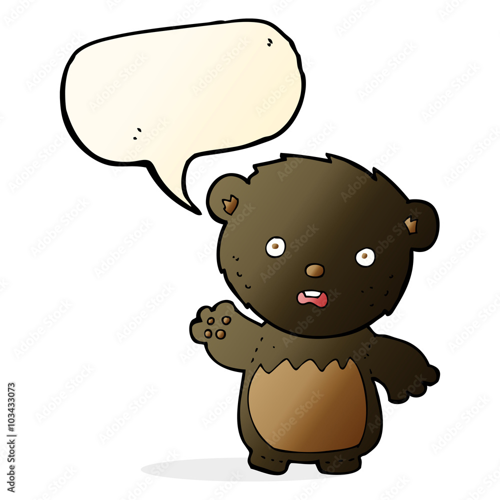 cartoon worried black bear with speech bubble cartoon worried black bear with speech bubble