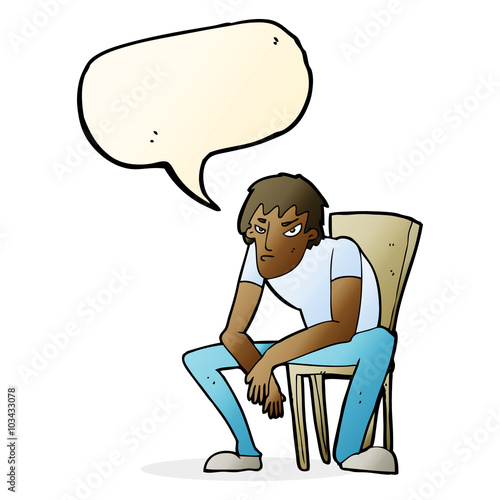 cartoon dejected man with speech bubble