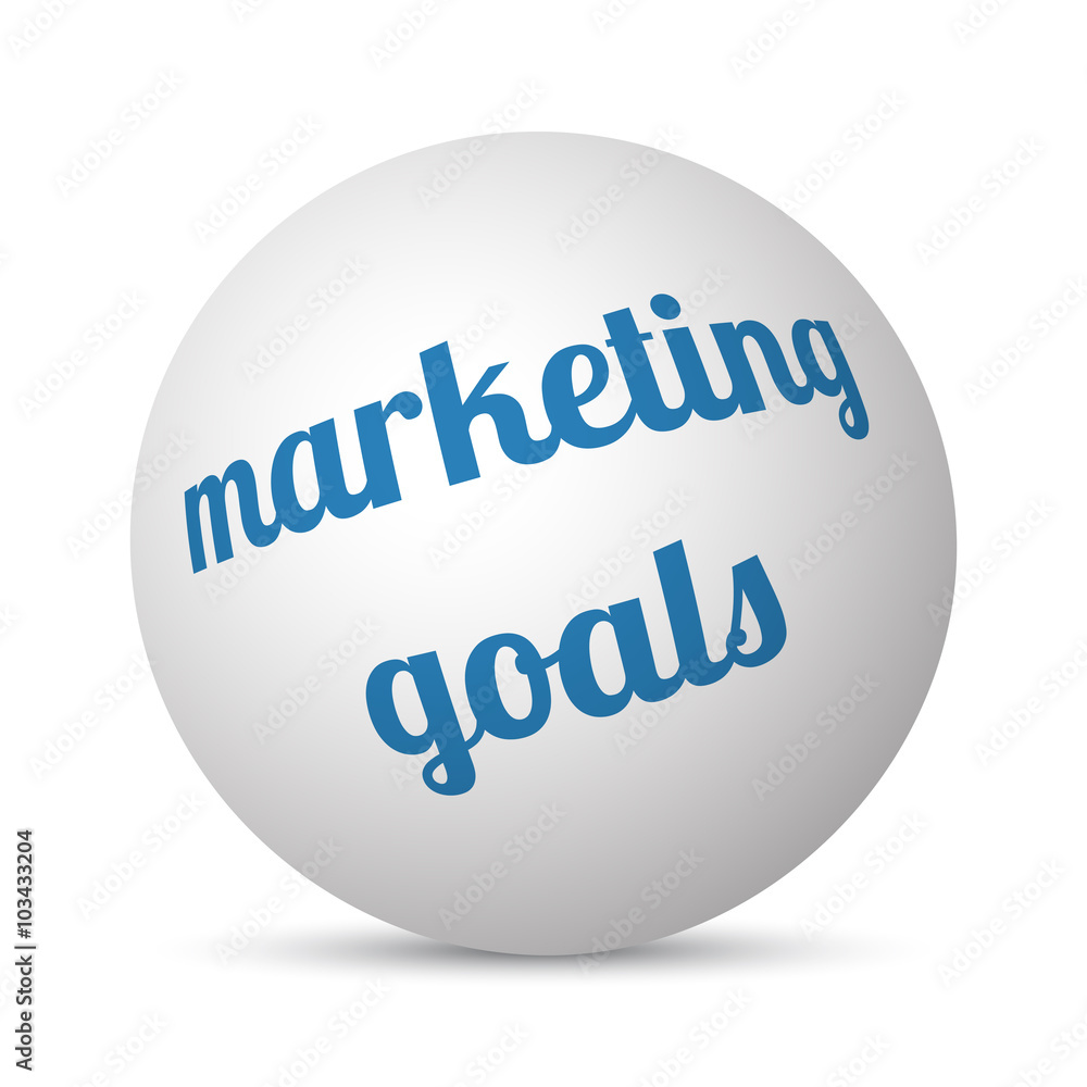 Marketing Goals text 3d sphere ball Marketing Goals text 3d sphere ball