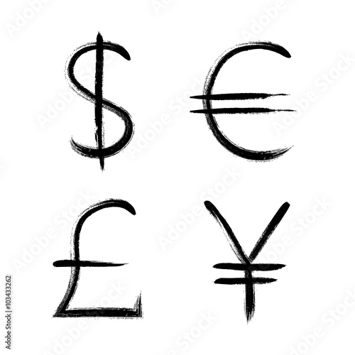 Currency symbols hand drawn set.