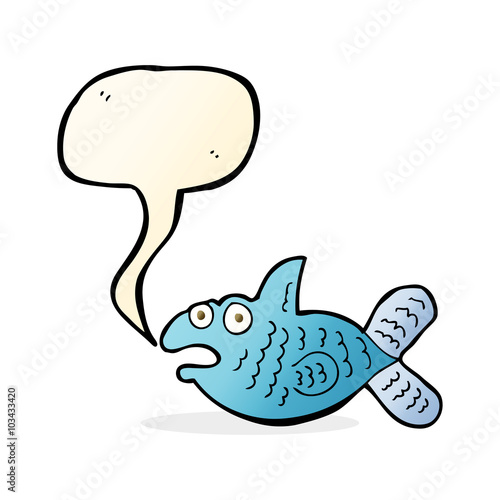 cartoon fish with speech bubble