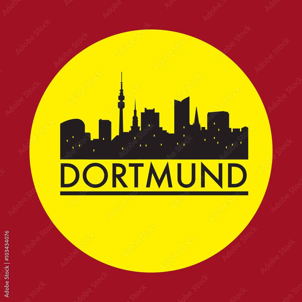 Naklejka premium Abstract Dortmund skyline, with various landmarks