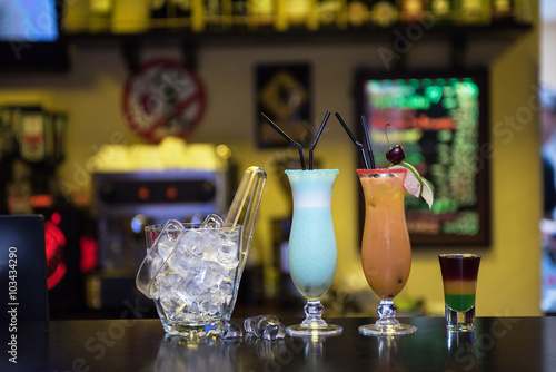 cocktails on bar background