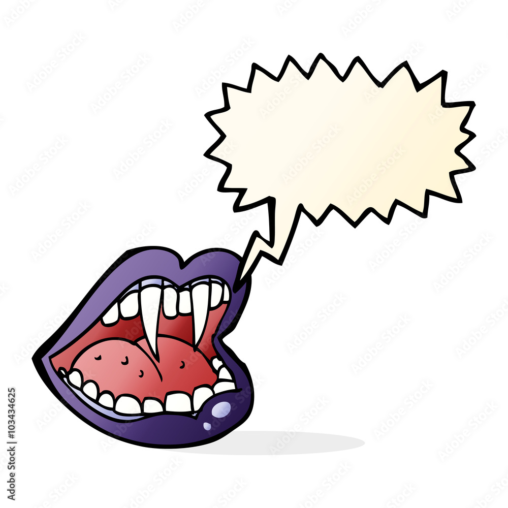 cartoon vampire mouth with speech bubble cartoon vampire mouth with speech bubble
