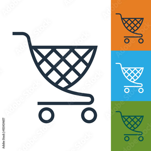 Shopping cart icon vector. Isolated supermarket trolley. 