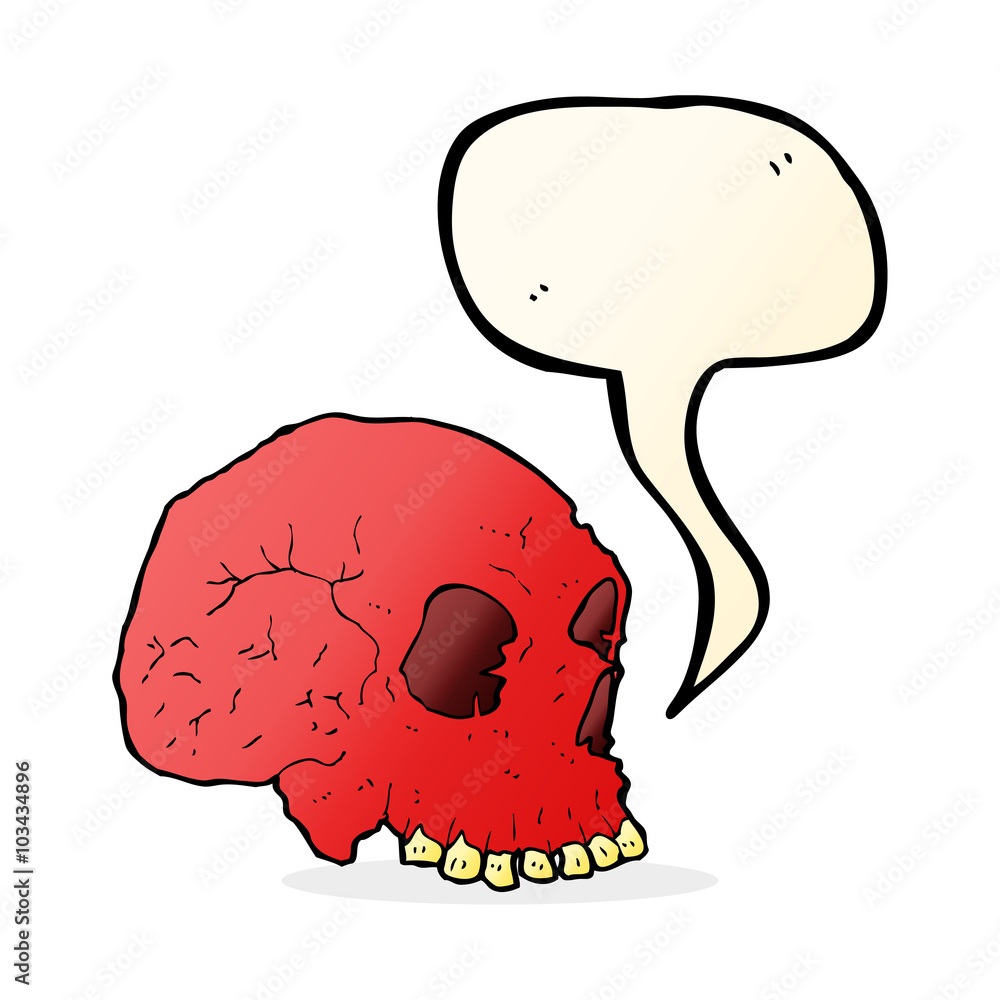 cartoon spooky skull with speech bubble cartoon spooky skull with speech bubble