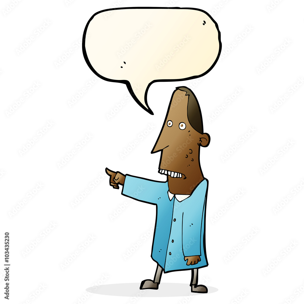 cartoon ugly man pointing with speech bubble cartoon ugly man pointing with speech bubble