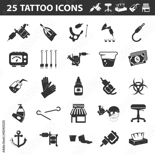 Tattoo, parlor, machine 25 black simple icon. Tattoo studio designed icons.