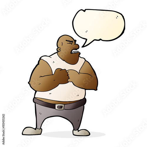 cartoon violent man with speech bubble