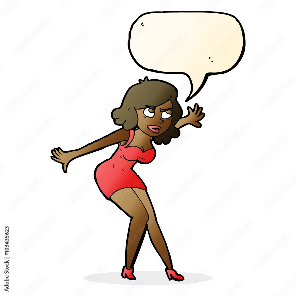 cartoon female spy with speech bubble