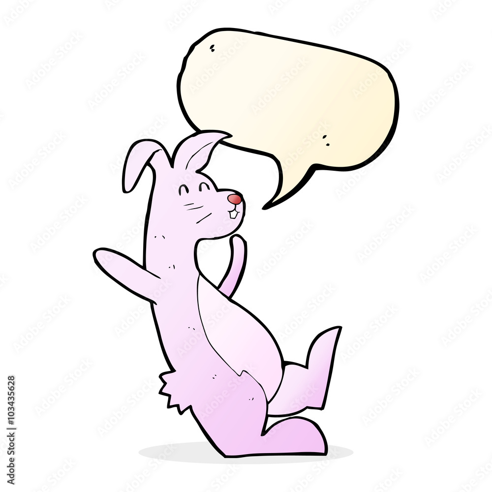 cartoon pink bunny with speech bubble cartoon pink bunny with speech bubble