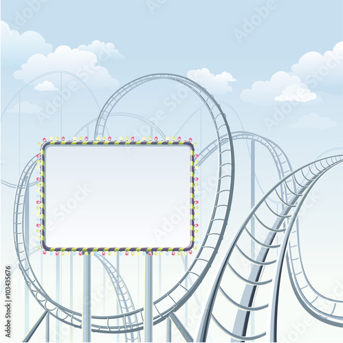 Rollercoaster with placard in park