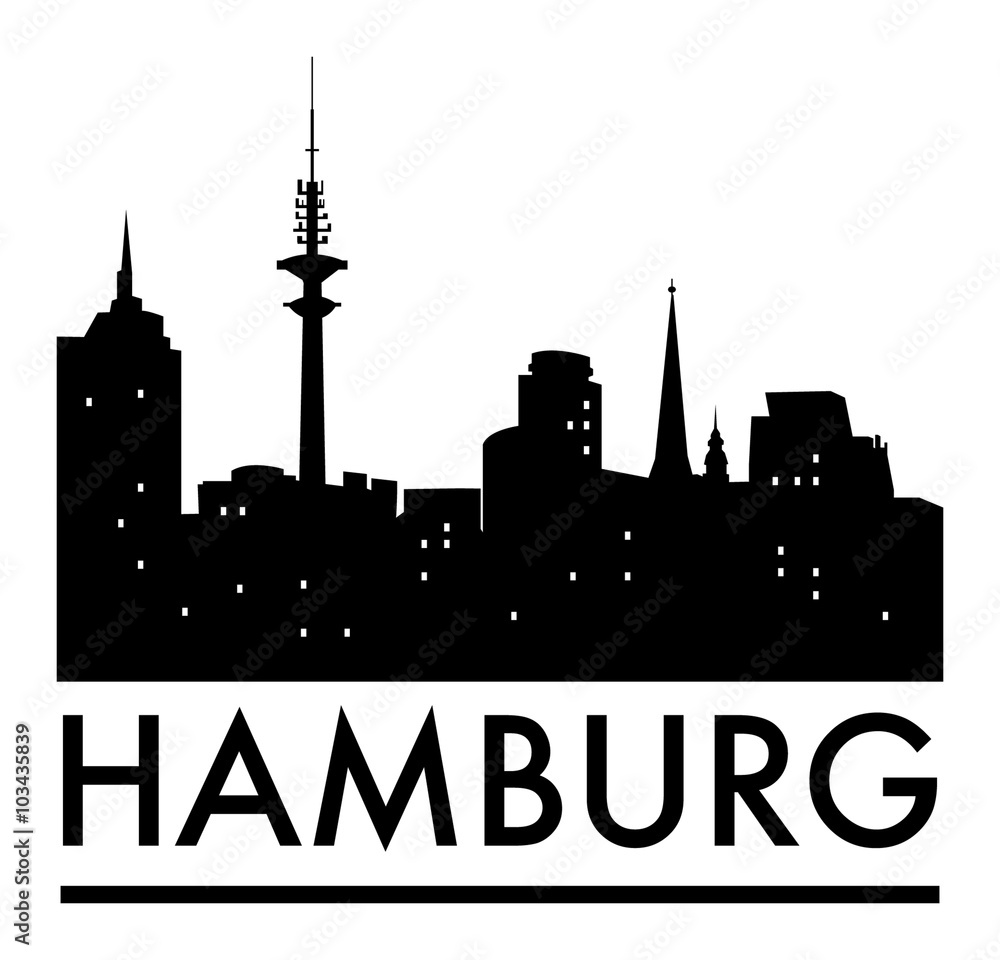 Abstract Hamburg skyline, with various landmarks