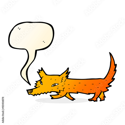 cartoon little fox with speech bubble