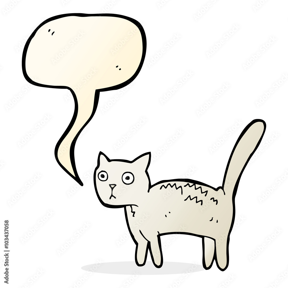 cartoon frightened cat with speech bubble cartoon frightened cat with speech bubble