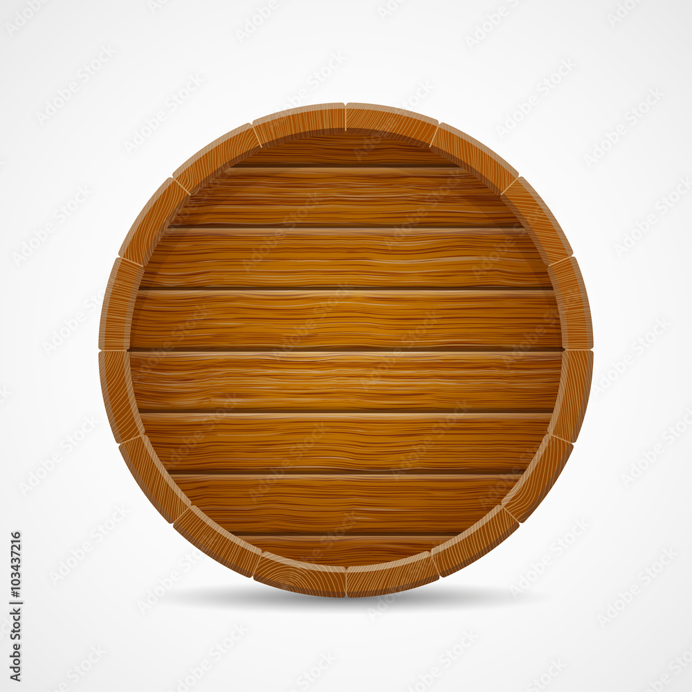 Obraz premium wooden barrel end top vector background isolated