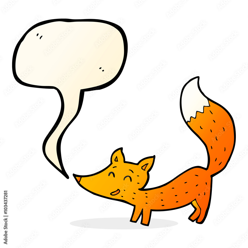 cartoon little fox with speech bubble cartoon little fox with speech bubble