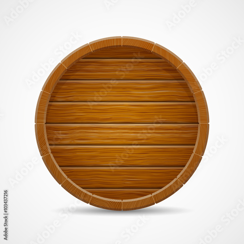 wooden barrel end top vector background isolated