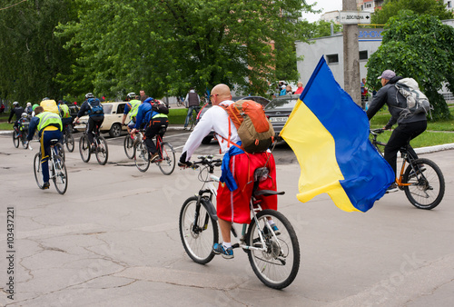 Schilderij op canvas May 30, 2015: Poltava. Ukraine. Cycling Bike Parade