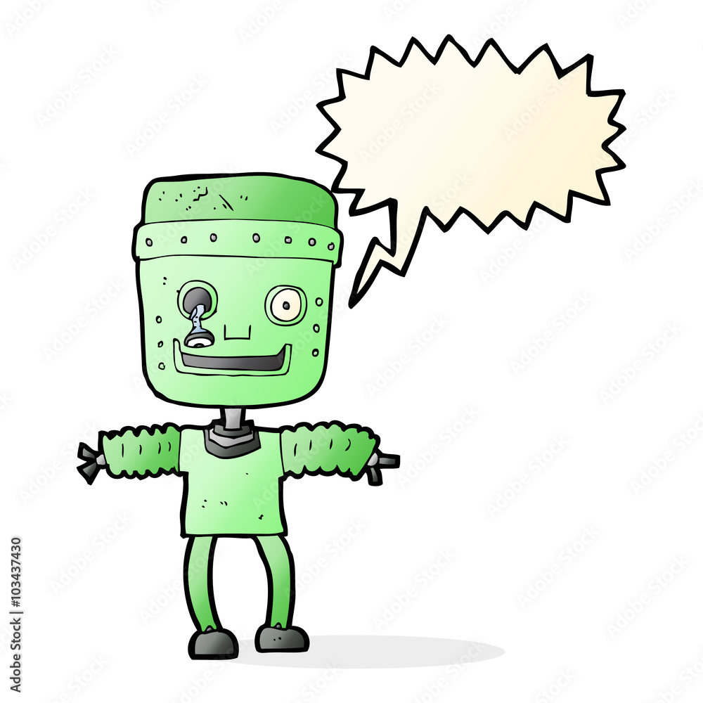 cartoon robot with speech bubble cartoon robot with speech bubble