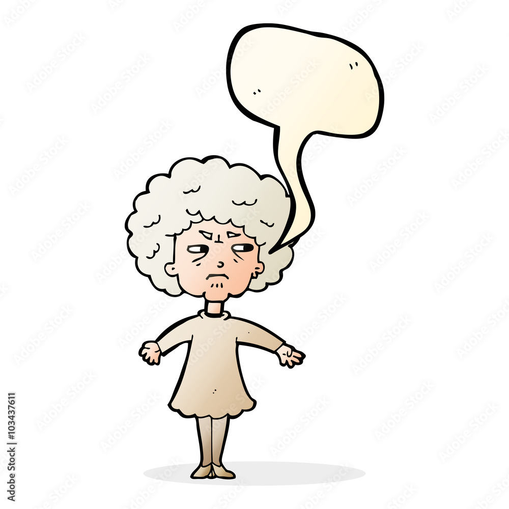 cartoon bitter old woman with speech bubble cartoon bitter old woman with speech bubble