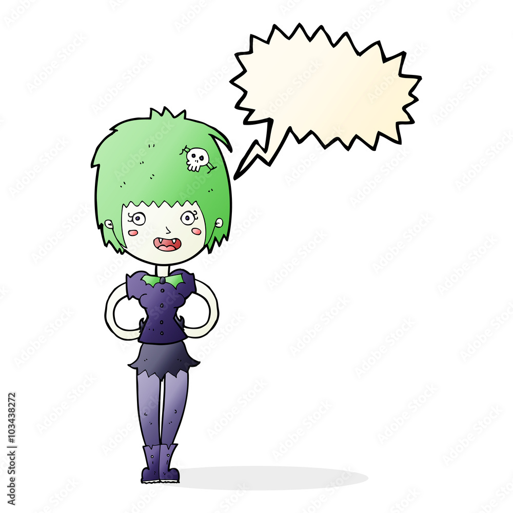 cartoon happy vampire girl with speech bubble cartoon happy vampire girl with speech bubble