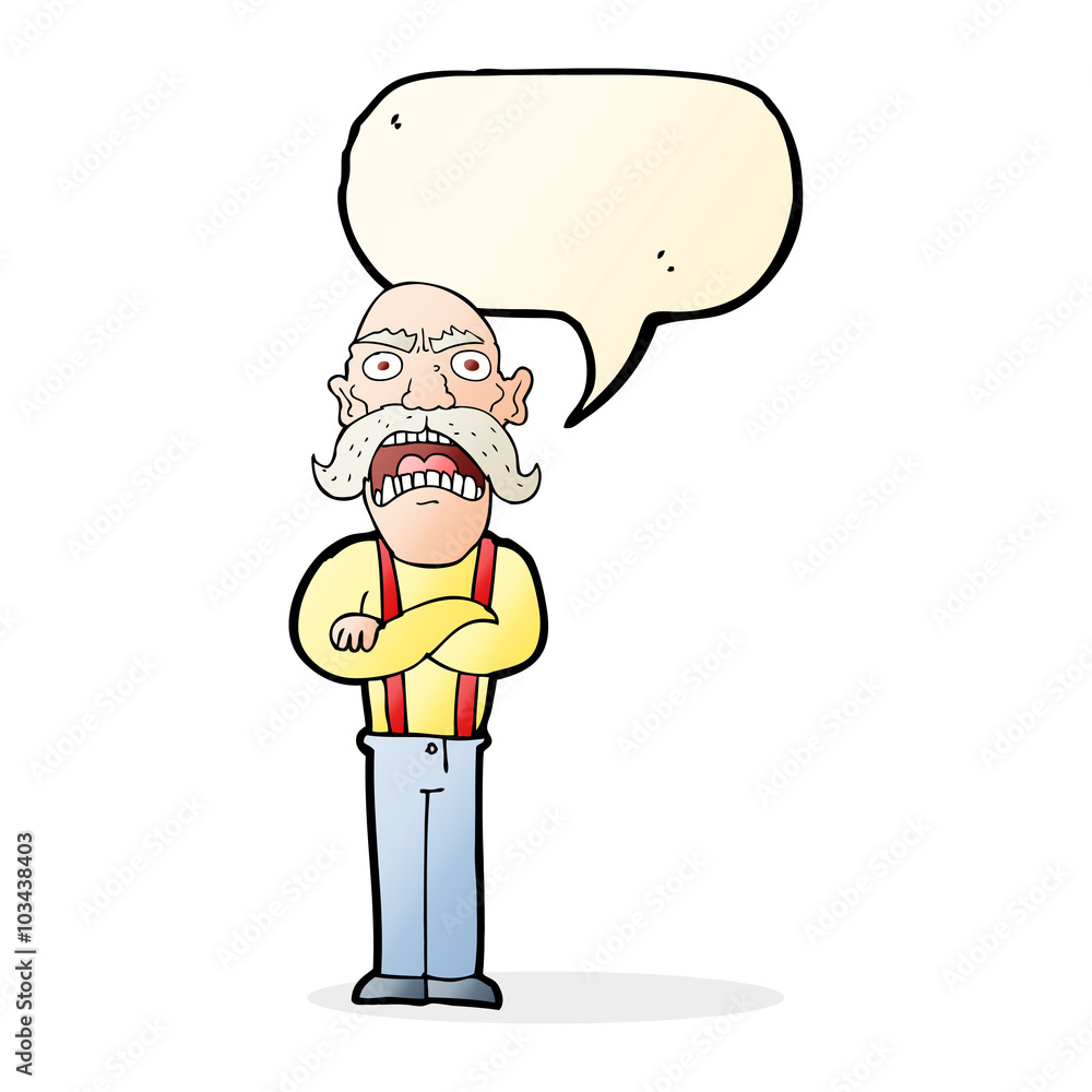 cartoon shocked old man with speech bubble cartoon shocked old man with speech bubble