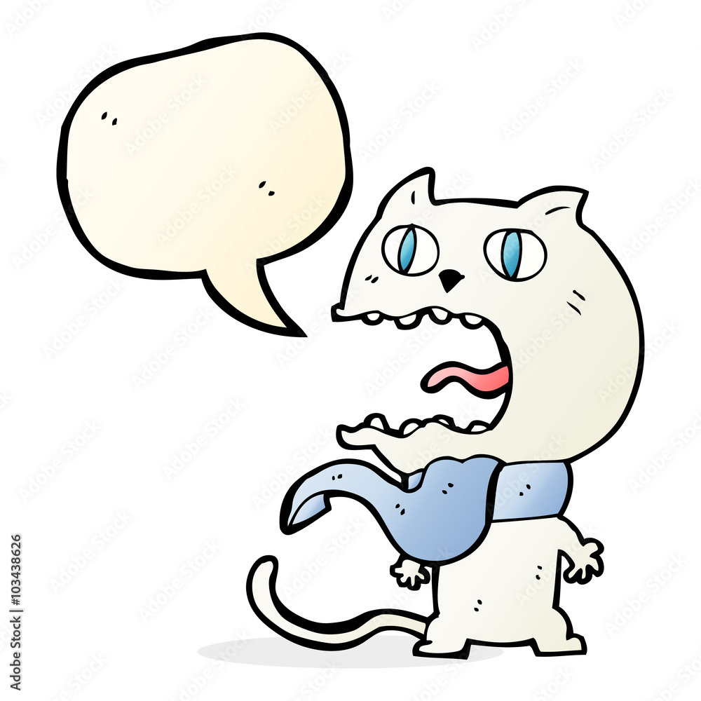 cartoon frightened cat with speech bubble cartoon frightened cat with speech bubble