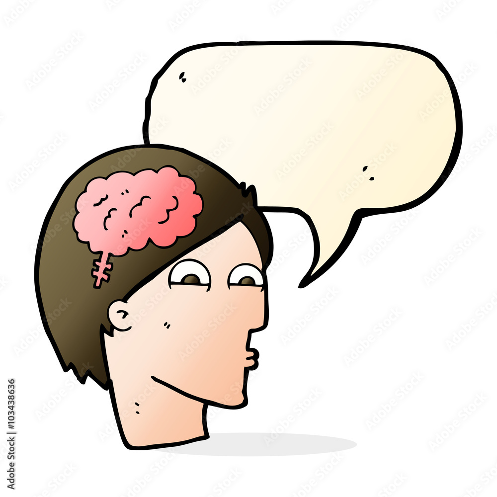 cartoon head with brain symbol with speech bubble cartoon head with brain symbol with speech bubble
