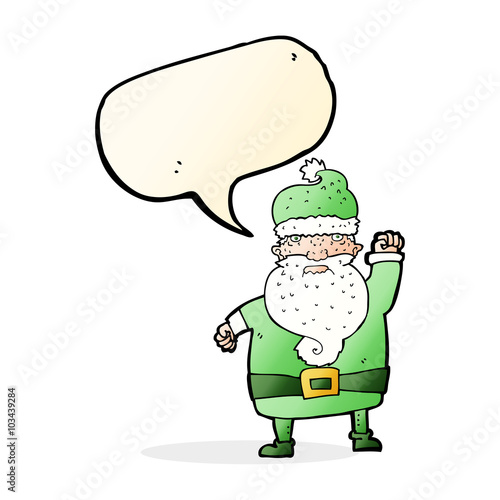 cartoon angry santa claus with speech bubble