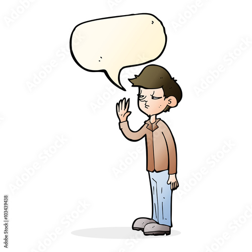 cartoon arrogant boy with speech bubble