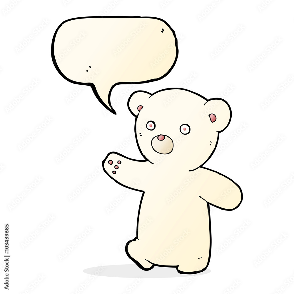 cartoon polar bear cub with speech bubble cartoon polar bear cub with speech bubble