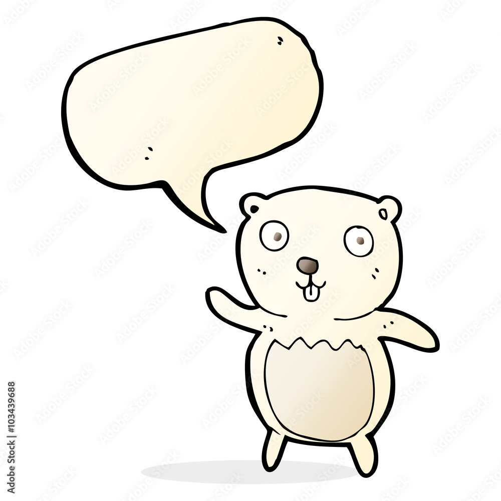 cartoon polar bear cub with speech bubble cartoon polar bear cub with speech bubble