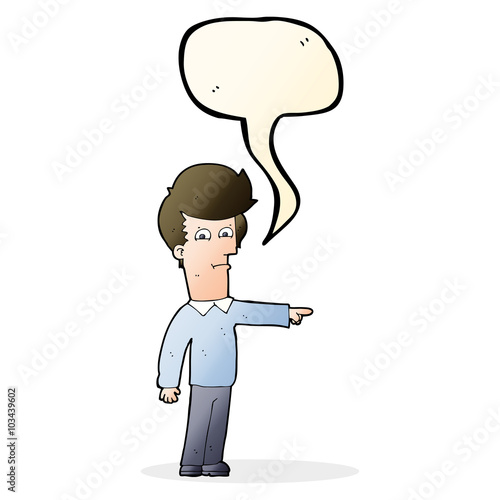 cartoon man pointing with speech bubble