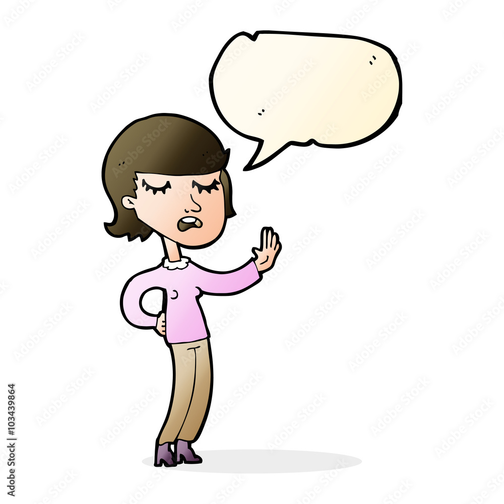 cartoon woman ignoring with speech bubble cartoon woman ignoring with speech bubble