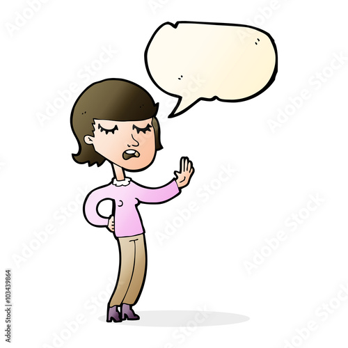 cartoon woman ignoring with speech bubble