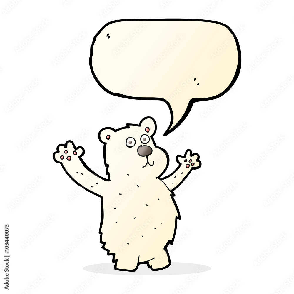 cartoon funny polar bear with speech bubble cartoon funny polar bear with speech bubble
