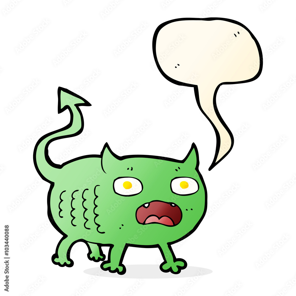 cartoon little imp with speech bubble cartoon little imp with speech bubble