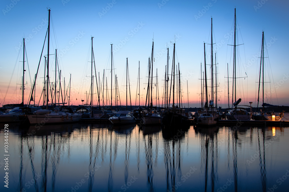 Sailing. Evening view of yachts at the Port 1