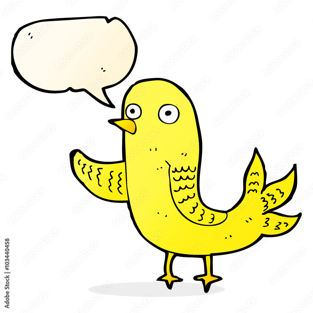 cartoon waving bird with speech bubble cartoon waving bird with speech bubble