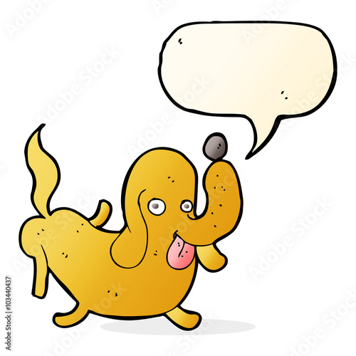 cartoon dog sticking out tongue with speech bubble