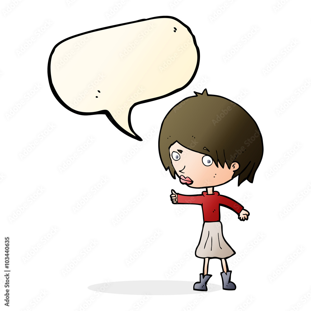 cartoon woman raising eyebrow with speech bubble cartoon woman raising eyebrow with speech bubble