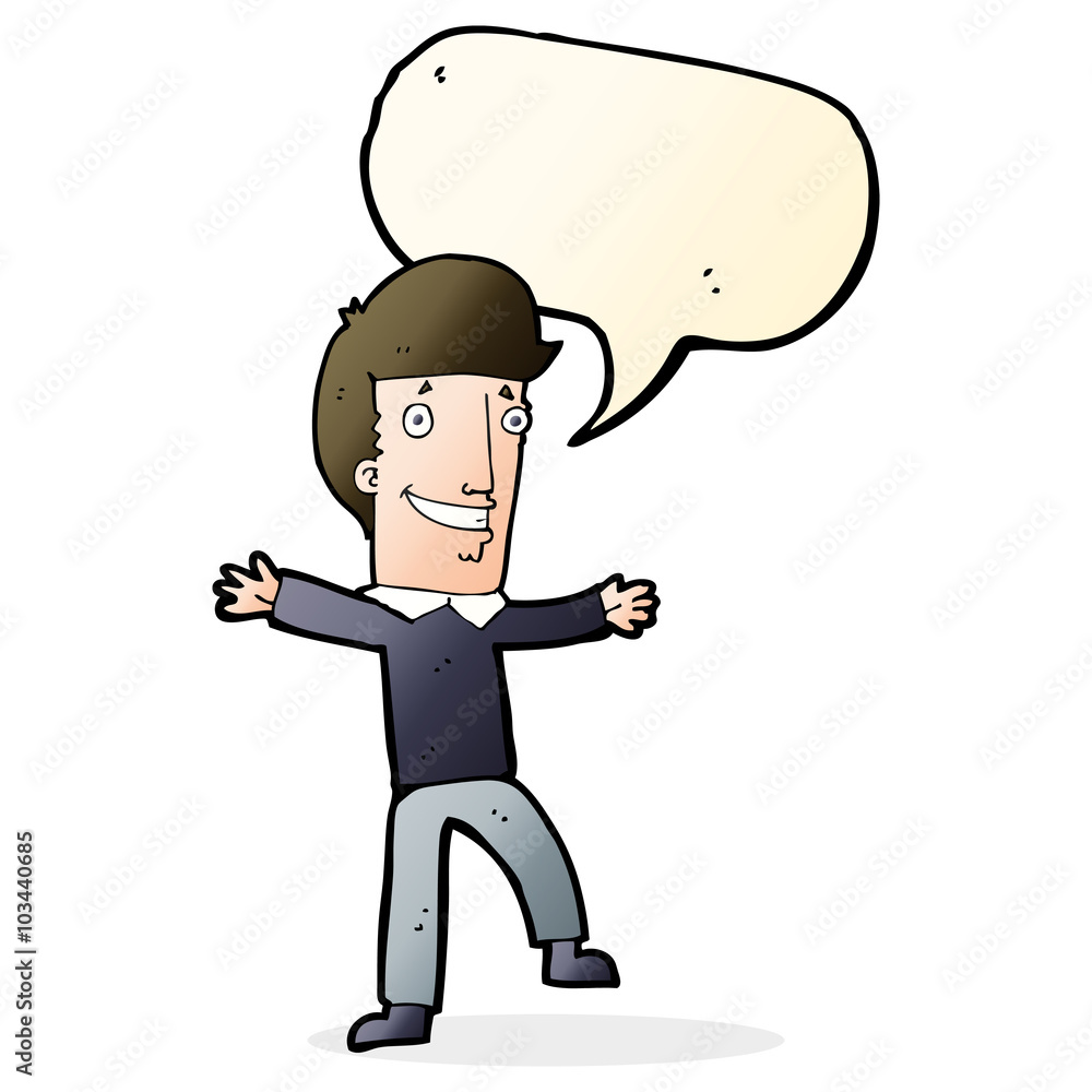 Fototapeta premium cartoon happy man with speech bubble