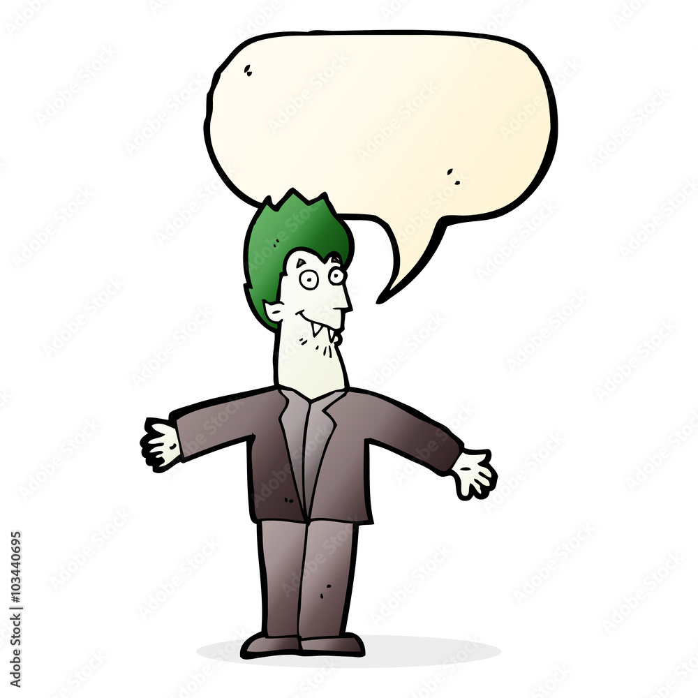 cartoon vampire man with speech bubble cartoon vampire man with speech bubble